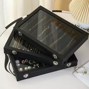 Подставка для хранения ювелирных изделий из бархатной ткани, однотонная, для подвесок, упаковка black 10 grids