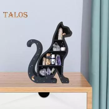 Подставка для хранения, выставка ручной работы, экологически чистая мода, мультяшный котенок, целебный камень, деревянная полка, украшение, товары для дома Left