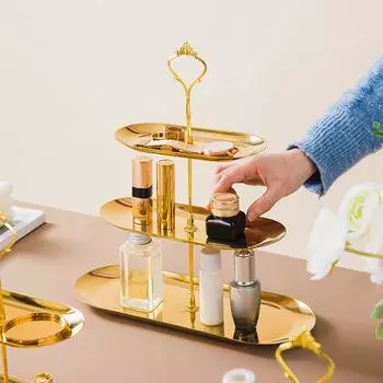 Подставка для хранения золотых пластин из нержавеющей стали, подставка для безделушек, металлический органайзер для ювелирных изделий, бокалов, туалетного столика, декоративного дома