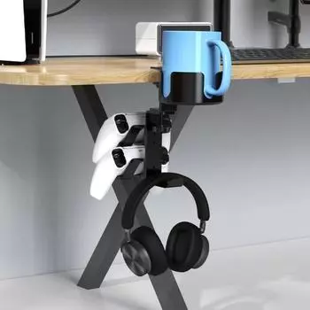 Подставка для игрового контроллера с держателем для чашки, 3 в 1, прочная, выдерживает большие нагрузки, легко поддается чёрный