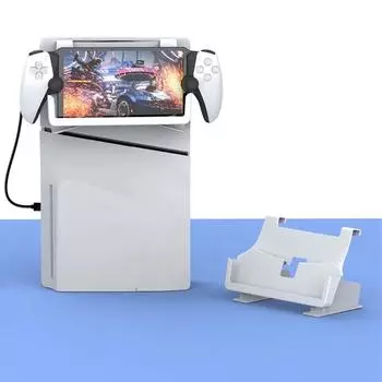Подставка для игрового контроллера с зарядным кабелем для PS5 Подставка для хранения аксессуаров для Playstation5 Slim Disc/Digital/Disc белый