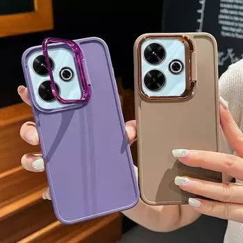 Подставка для камеры, однотонный мягкий чехол из ТПУ для Xiaomi Poco F6 X6 Pro M6 X5 Redmi Note 13 12 11 Pro 10, матовый противоударный защитный чехол для объектива телефона Redmi Note 13 4G чёрный