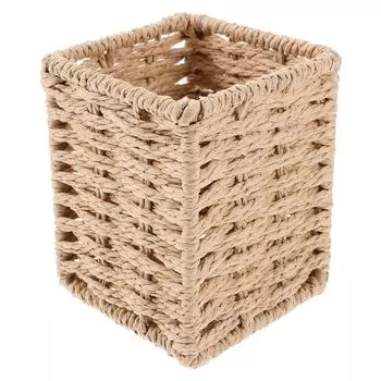 Подставка для карандашей из ротанга, плетеная ручка, чашка для ручек, держатель для кистей для макияжа, плетеная лоза, настольный органайзер, контейнер для ручек, кухонная коробка