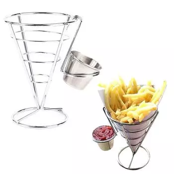 Подставка для картофеля фри из нержавеющей стали, держатель для конусной корзины для картофеля фри, рыбы и чипсов