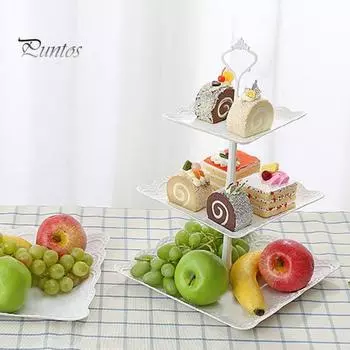 Подставка для кексов, башня, демонстрационная стойка для десертов, трехъярусная конструкция, не содержит бисфенол А, простая сборка, многоярусный поднос для сервировки торта на свадьбу Cherry Blossom