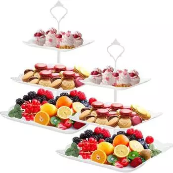 Подставка для кексов, башня, демонстрационная стойка для десертов, трехъярусная конструкция, не содержит бисфенол А, простая сборка, многоярусный поднос для сервировки торта на свадьбу Round