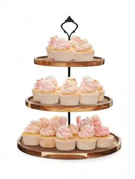 Подставка для кексов Leeseph из дерева, большой поднос для сервировки на 3 яруса, подставки для десертов в деревенском стиле для свадьбы, дня рождения, чаепития, кухни
