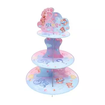 Подставка для кексов на вечеринку по случаю объявления пола ребенка, украшения, синяя, розовая, подставка для торта в виде медведя, сувениры для вечеринки по случаю крещения мальчика и девочки