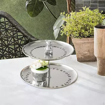 Подставка для кексов, полотенце для кексов, современный многоярусный поднос из нержавеющей стали, демонстрационная тарелка для десертов 2 Tiers