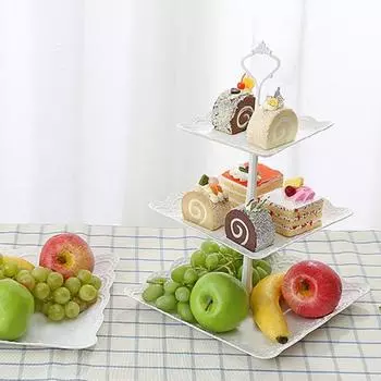 Подставка для кексов Yousheng, башня, подставка для десертов, трехъярусная конструкция, без BPA, простая сборка, многоярусный поднос для сервировки торта на свадьбу Cherry Blossom