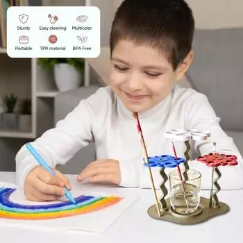 Подставка для кистей 3-в-1, держатель для кистей с лотком, большой вместительный органайзер для кистей