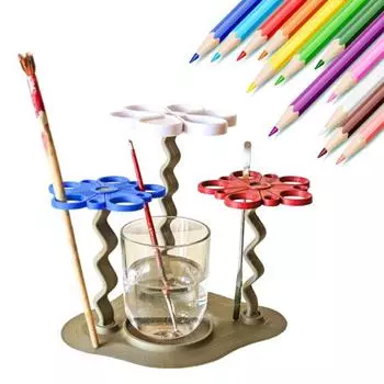 Подставка для кистей 3-в-1 держатель для кистей с лотком большой емкости органайзер для кистей принадлежности для рисования и искусства