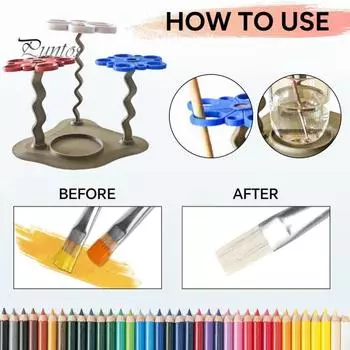 Подставка для кистей 3-в-1, держатель для кистей с поддоном, вместительный органайзер для кистей, принадлежности для рисования для художников, студентов, любителей живописи A