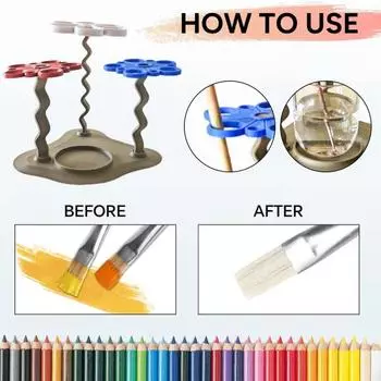 Подставка для кистей 3-в-1, держатель для кистей с поддоном, вместительный органайзер для кистей, принадлежности для рисования для художников, студентов, любителей живописи