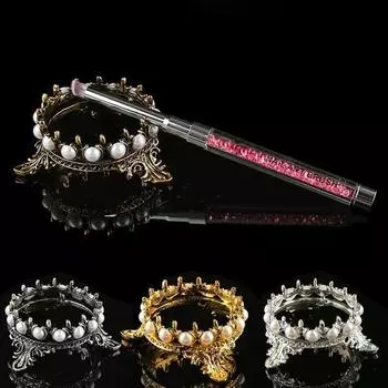 Подставка для кистей Crown Design для дизайна ногтей, набор для демонстрации ручек, подставка для инструментов, акриловые УФ-гелевые подставки для кистей для украшения ногтей золотой