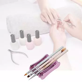 Подставка для кистей для дизайна ногтей, 5 ячеек, органайзер для кистей для макияжа, держатель для ручек для дизайна ногтей, держатель для демонстрации кистей с УФ-гелем серебряный