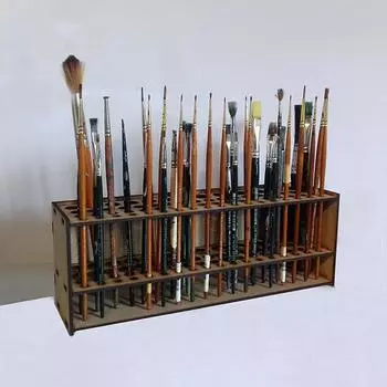 Подставка для кистей с 67 отверстиями, деревянная подставка для кистей, настольный органайзер, полка для кистей для макияжа, принадлежности для рисования