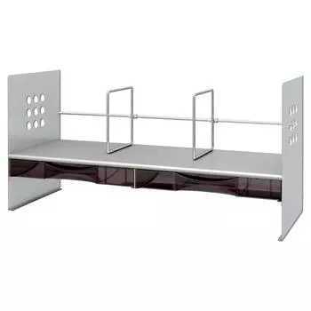 Подставка для книг Plus настольная тип H с ящиком шириной 65 см серебристая 89-264