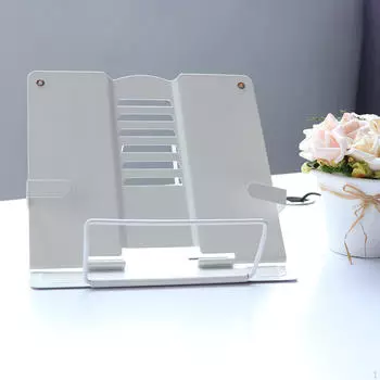 Подставка для книг, регулируемый лоток-держатель и скрепки для бумаг, стол для чтения Портативный Прочный Легкий вес White A