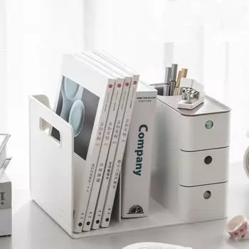 Подставка для книг с двумя ящиками, держатель для журналов на рабочий стол для студентов, органайзер, подставка для книг в офисе 1 storage rack оранжевый