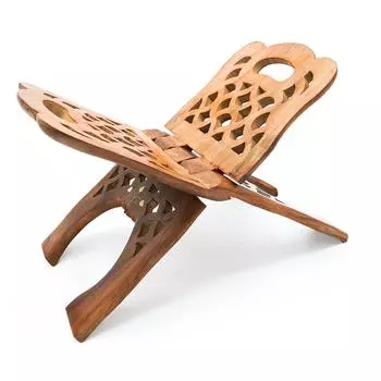 Подставка для книг Sheesham из дерева ручной работы | Складная подставка для чтения религиозных молитв со сложной резьбой |