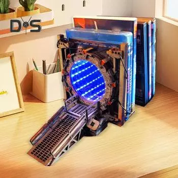 Подставка для книг Stargate LED Light Up Cross-Border Time Tunnel Design, конструкция из липы, книжная полка, игровой стенд бежевый