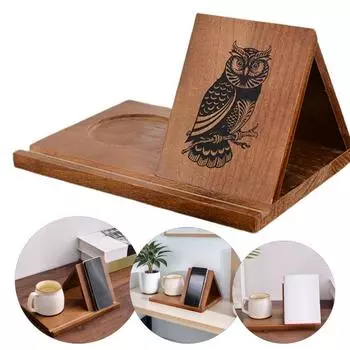 Подставка для книг в форме треугольника, подставка для чтения с держателем для кофейной чашки, органайзер для закладок, настольная подставка для книг, подарок для любителей чтения цвет старого дерева