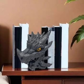 Подставка для книг в виде статуэтки дракона из смолы, органайзер для книжной полки, коллекционная подставка для книг чёрный/красный