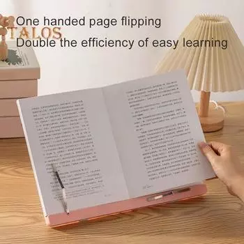 Подставка для книжной полки для чтения, регулируемый держатель для книг, портативная прочная настольная книжная полка для чтения с 5 позициями зажимов для страниц розовый