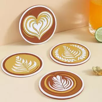 Подставка для кофе круглой формы Креативная подставка для чашки с водой с цветочным узором Противоожоговая подставка для подстаканника из ПВХ Обеденный стол в западном стиле Теплоизоляция D