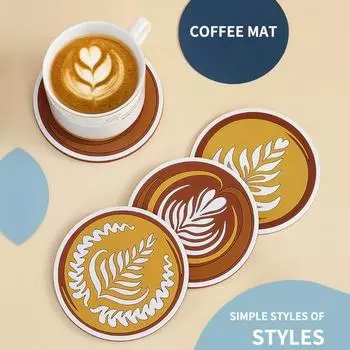 Подставка для кофе круглой формы Креативная подставка для чашки с водой с цветочным узором Противоожоговая подставка для подстаканника из ПВХ Обеденный стол в западном стиле Теплоизоляция D