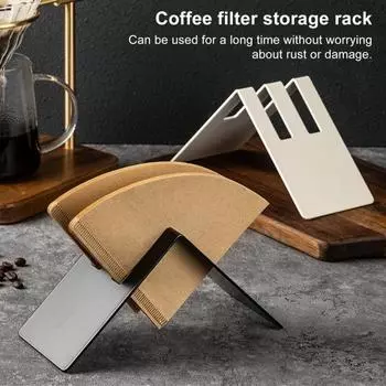 Подставка для кофейной фильтровальной бумаги с двумя отделениями для карточек, подставка для контейнера для хранения кофейной фильтровальной бумаги, стойка из нержавеющей стали для диспенсера кофейной фильтровальной бумаги чёрный