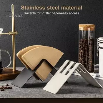Подставка для кофейной фильтровальной бумаги с двумя отделениями для карточек, подставка для контейнера для хранения кофейной фильтровальной бумаги из нержавеющей стали, подставка для кофейной фильтровальной бумаги белый