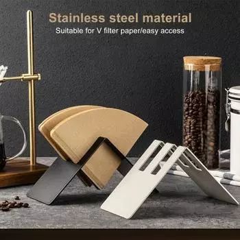 Подставка для кофейной фильтровальной бумаги с двумя отделениями для карточек, подставка для контейнера для хранения кофейной фильтровальной бумаги, стойка из нержавеющей стали для диспенсера кофейной фильтровальной бумаги белый