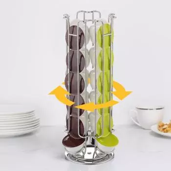 Подставка для кофейных капсул для Nespresso Vertuoline с возможностью вращения на 360 градусов, большая емкость серебряный