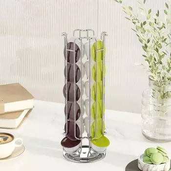 Подставка для кофейных капсул для Nespresso Vertuoline с возможностью вращения на 360 градусов, большая емкость серебряный