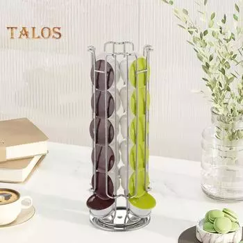 Подставка для кофейных капсул для Nespresso Vertuoline, вращающаяся на 360 градусов, большая емкость, карусель-органайзер для домашнего офиса, кухни, подарок серебряный