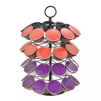 Подставка для кофейных капсул на 40 штук, органайзер для хранения, вращающаяся на 360 градусов, металлическая подставка для кофейных капсул для кухонной столешницы чёрный