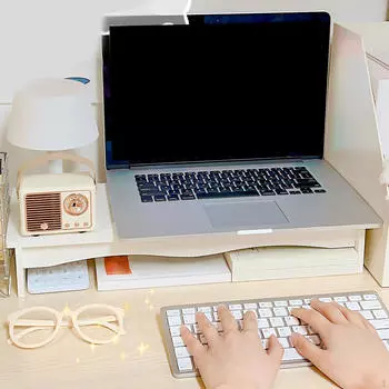 Подставка для компьютера, держатель для ноутбука, декоративная подставка для экрана, деревянная стойка для офисных мониторов Pink with Drawer