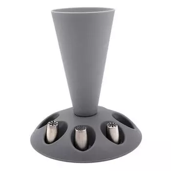 Подставка для кондитерского мешка с 8 держателями насадок для глазури Съемная основа Украшение торта Держатель кондитерских трубок Держатель кондитерского мешка Аксессуары для выпечки серый