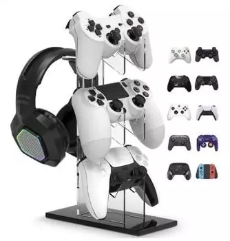Подставка для контроллера Tubbi 3 Layer, подставка для наушников, подходит для PS4, PS5, SWITCH, XBOX, Koi, подставка для наушников, подставка для управления, черная основа, ПК, чёрный