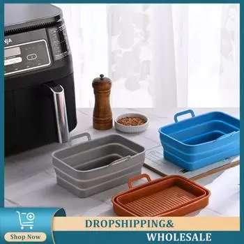 Подставка для корзины, сменная многоразовая квадратная, складная, для выпечки тортов, приготовления пиццы, кухонных принадлежностей, коврик для корзины, аэрофритюрница чёрный