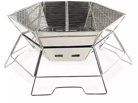 Подставка для костра Audiophile Hexa из нержавеющей стали, гриль для барбекю с сумкой для хранения на 2–4 человека, голландская духовка Single (Печь Hexa, Товар)