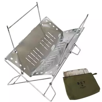 Подставка для костра DUCKNOT BST SET Solo Компактная легкая нержавеющая сталь, сделанная в Японии, складной чехол, подставка для костра Solo Camp серебряный