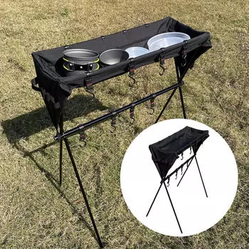 Подставка для костра Swing Campfire, барбекю, для посуды, регулируемые складные ножки с 12 крючками и