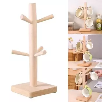 Подставка для кружек на дереве, кухонная подставка для кофейных кружек и чашек для чая, подставка для кружек из бука, деревянная подставка для кружек