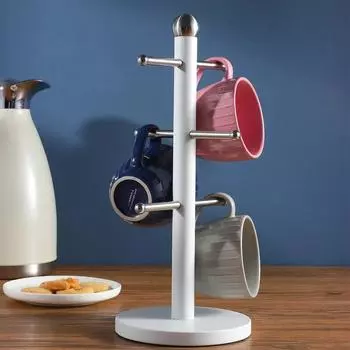 Подставка для кружек на елку с 6 крючками, матовая подставка для кофейных чашек, новая улучшенная устойчивая подставка для кружек для кухонного стола, кафе