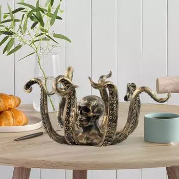 Подставка для кружки «Осьминог» из бронзы, фигурка морского животного из смолы, кухонная столешница, органайзер для кофейных чашек, подставка для вешалки, украшение для дома и офиса бронзовый