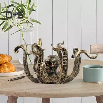 Подставка для кружки «Осьминог» из бронзы, фигурка морского животного из смолы, кухонная столешница, органайзер для кофейных чашек, подставка для вешалки, украшение для дома и офиса бронзовый