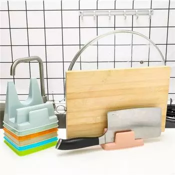 Подставка для крышек кастрюль, бытовая разделочная доска, полка для хранения, подставка для ножей, подставка для разделочной доски, кухонная подставка без отверстий для гвоздей, пластиковая многофункциональная для резки 2pcs светло-синий